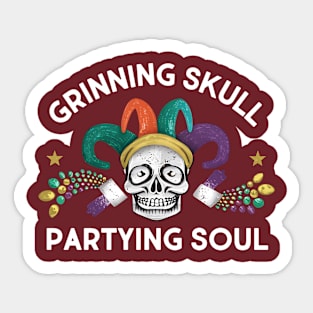 Grinning Skull Partying soul Mardi gras Sticker